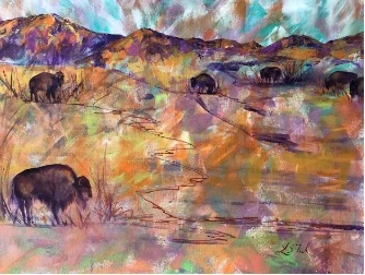 Enchanted Buffaloes — Oil on canvas